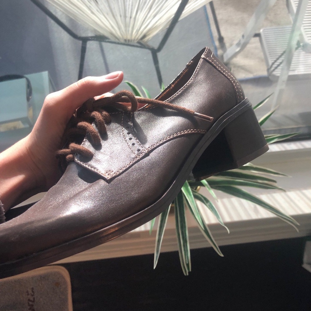Vintage Naturalizer Brown Leather Oxfords with Block heel Size 7.5